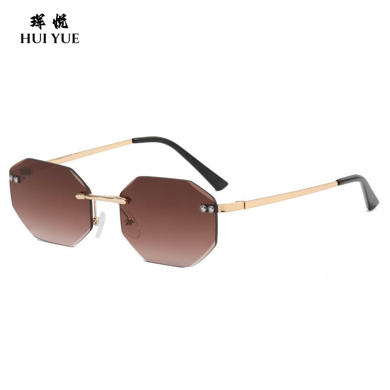 Trendy Frameless Personalized Sunglasses H2274 Ocean Piece Cut-edge Polygonal Glasses