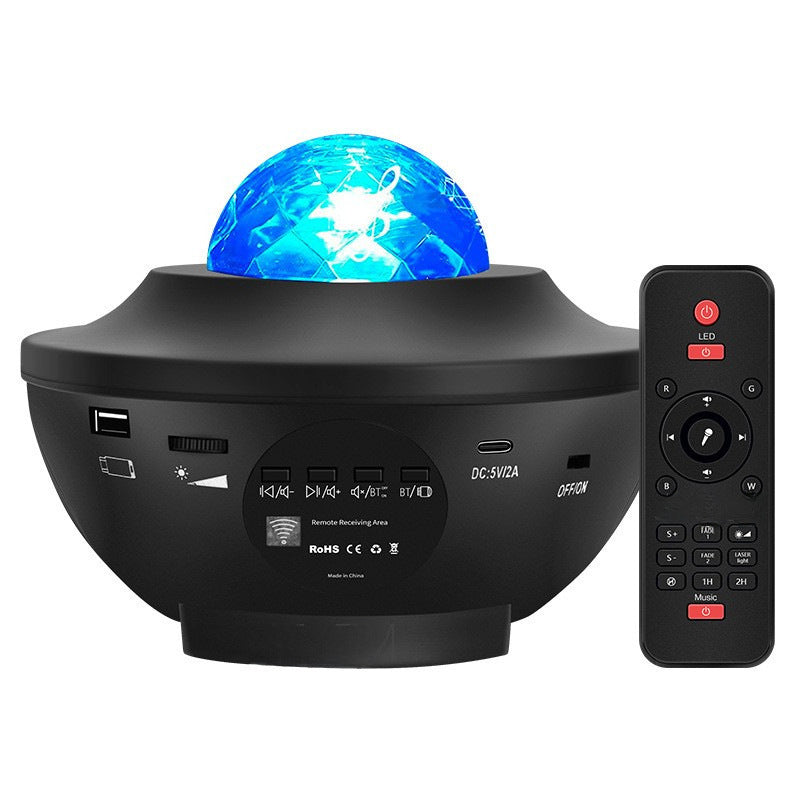 New Starry Laser Starry Sky Projection Lamp Headlamp Bluetooth Music USB Flame Bowl-shaped Water Pattern Lamp Night Lamp