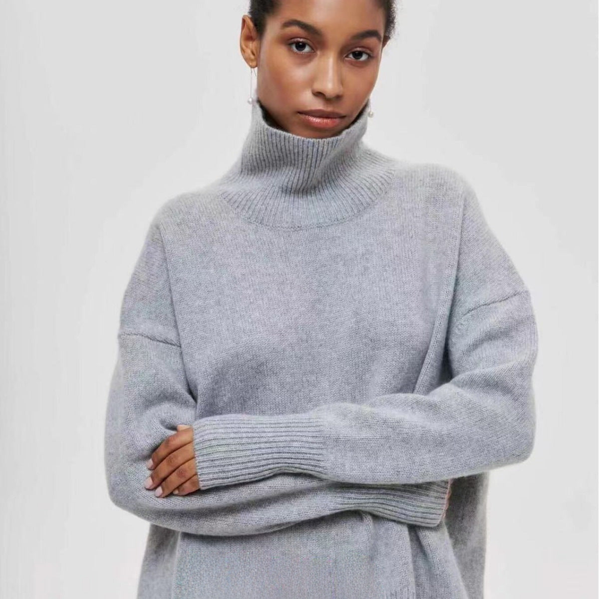 Women&#039;s Clothing New Party European And American Sweater Loose Popular Half Turtleneck