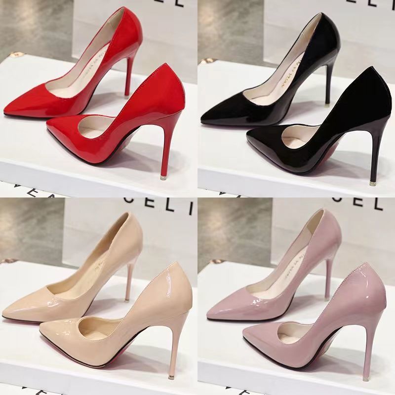 Pointed-toe Surface High-heels Shoes