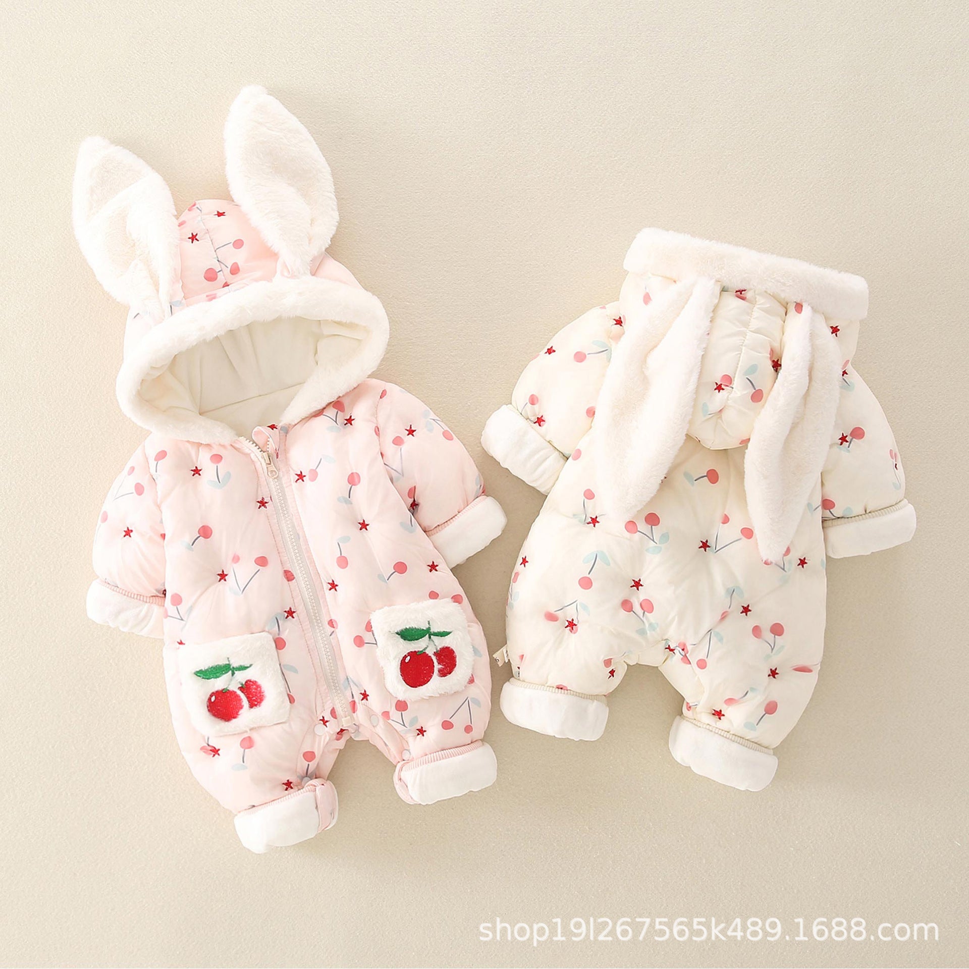 Net Red Baby Onesie Thickened Winter Baby Out Hugging Cotton Clothes Newborn Cute Romper Warm Suit