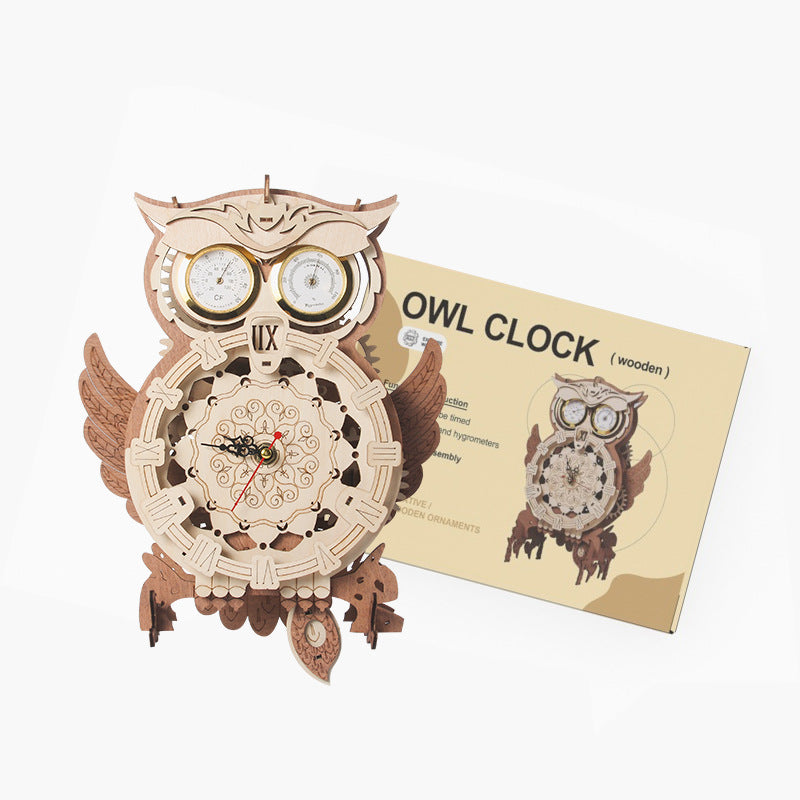 Wholesale Creative Wooden Toy Owl Ornaments Boys Diy Hand Assembled Model Wooden 3d Three-dimensional Puzzle