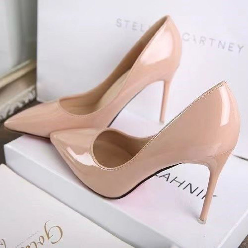 Pointed-toe Surface High-heels Shoes