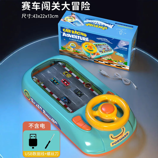 Cross-border Racing Car Breakthrough Adventure Game Machine Car Simulation Driving Steering Wheel 3-6 Years Old Children&#039;s Educational Toys