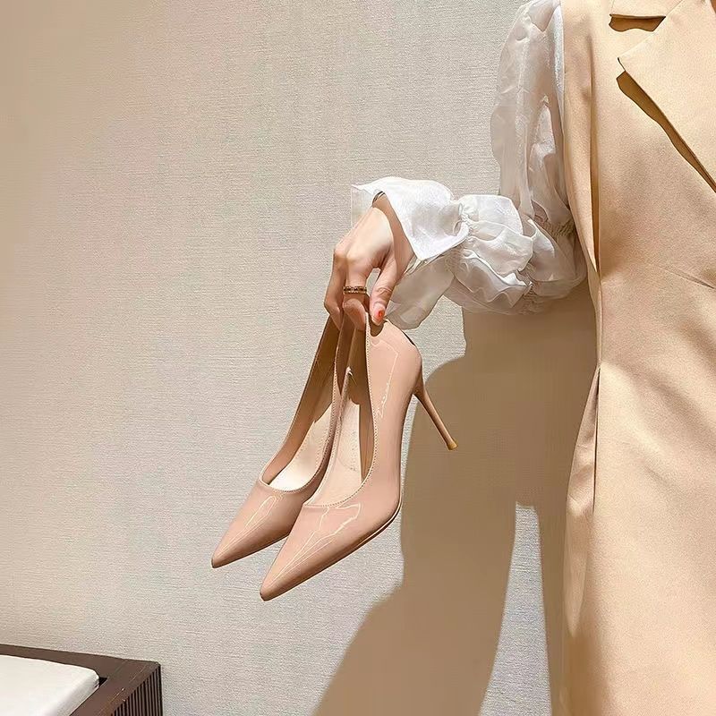 Pointed-toe Surface High-heels Shoes