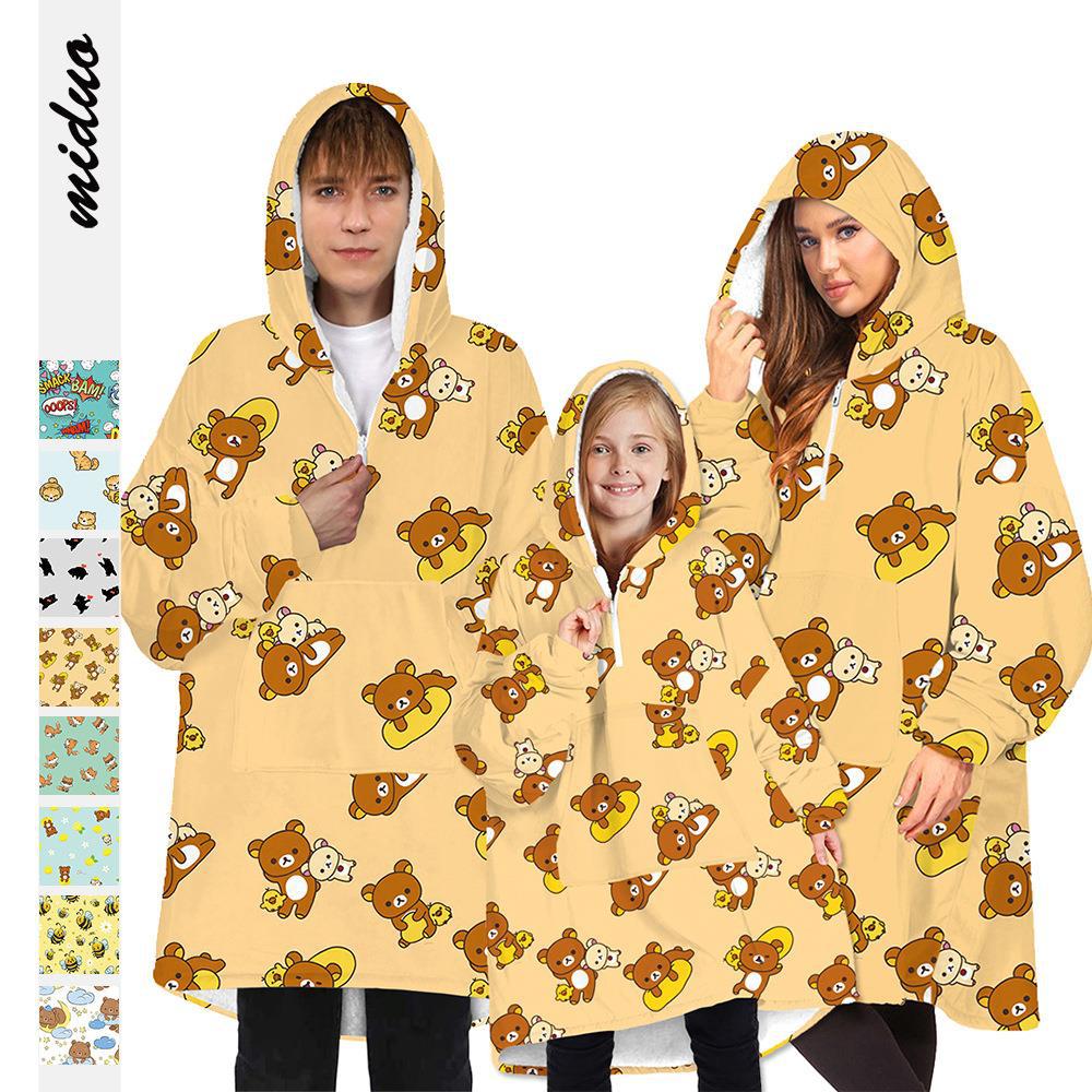 Small Dog Bear Digital Printing Silver Fox Velvet Winter Warm Home Blanket Baby Blanket Clothing New