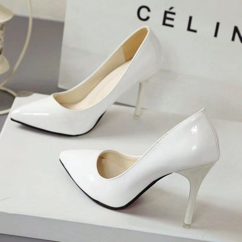 Pointed-toe Surface High-heels Shoes