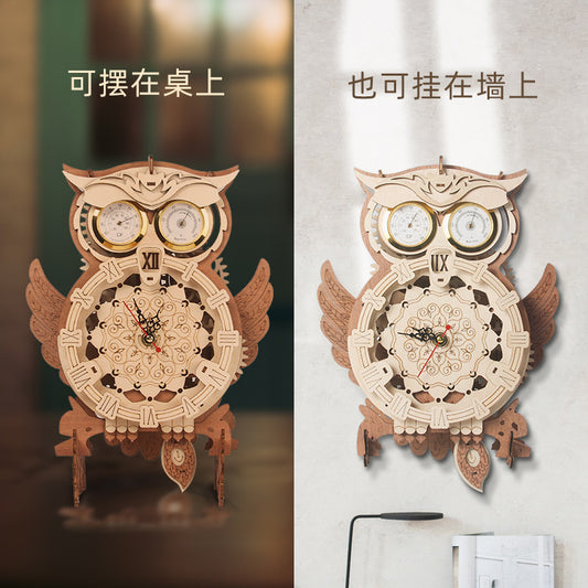 Wholesale Creative Wooden Toy Owl Ornaments Boys Diy Hand Assembled Model Wooden 3d Three-dimensional Puzzle