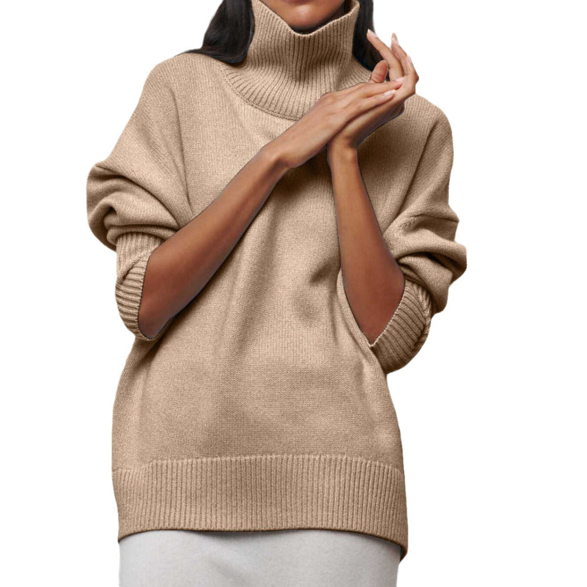 Women&#039;s Clothing New Party European And American Sweater Loose Popular Half Turtleneck