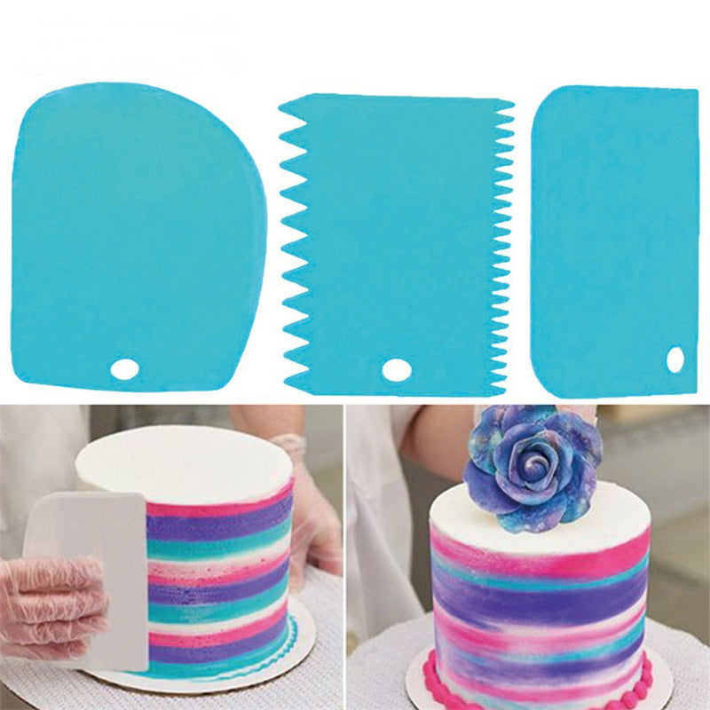 Kitchen Accessories 3Pcs Plastic Baking Cake Scraper Dough V