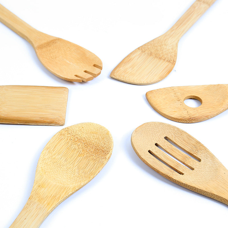 Bamboo Spatula Spoon Set Bamboo Spatula Non-stick Pan Special Non-painted 6-piece Set Spatula