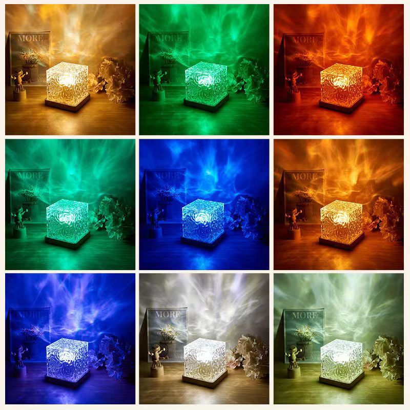 Light And Shadow Atmosphere Lamp Rotating Water Ripple Lamp Cross-border Explosive Dynamic Flame Night Light DYNAMIC LIGHTING