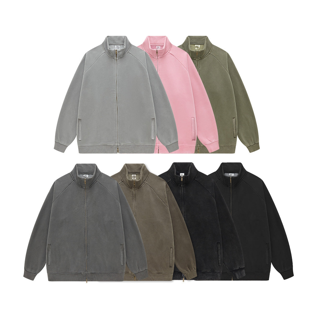 Shoulder Zipper Jacket Loose Fleece-lined Jacket Men