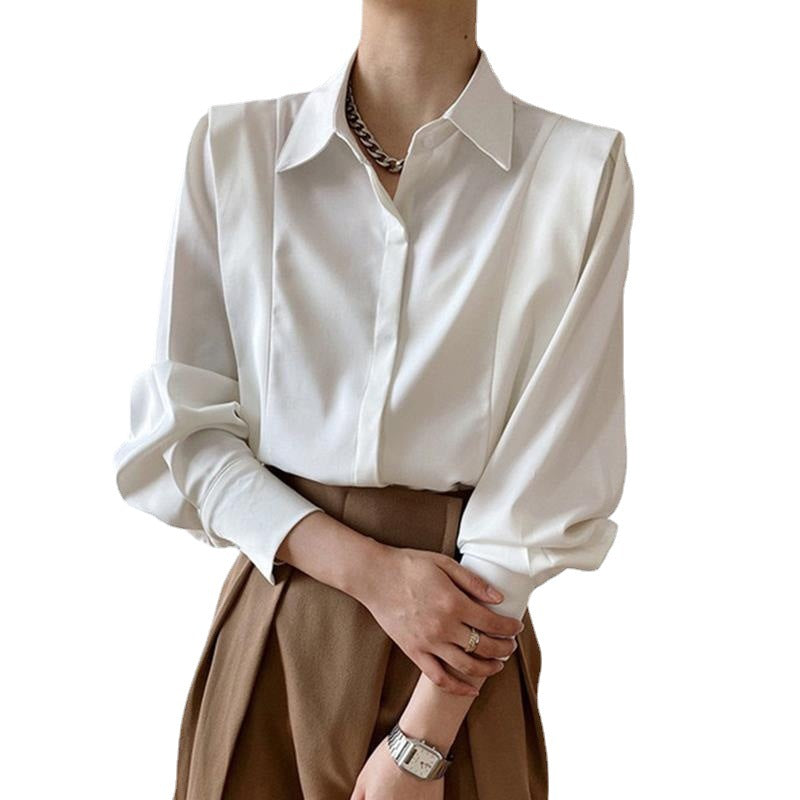 Women's Vintage Satin Ruffled Shirt