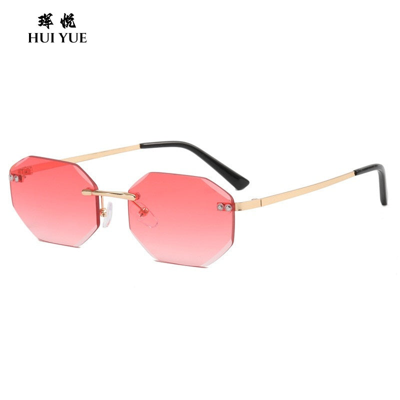 Trendy Frameless Personalized Sunglasses H2274 Ocean Piece Cut-edge Polygonal Glasses