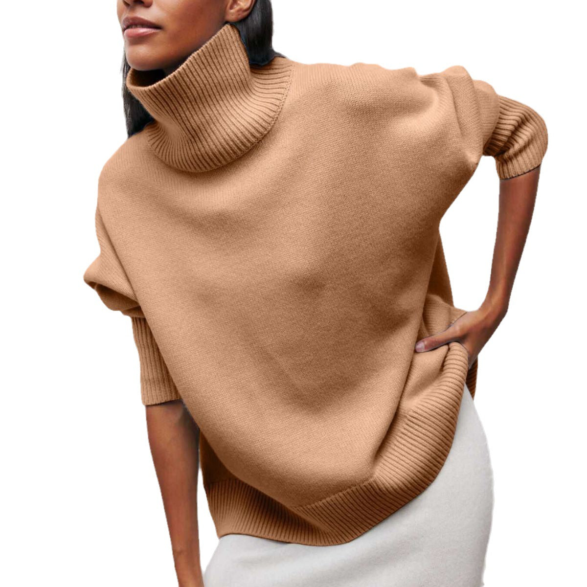 Women&#039;s Clothing New Party European And American Sweater Loose Popular Half Turtleneck