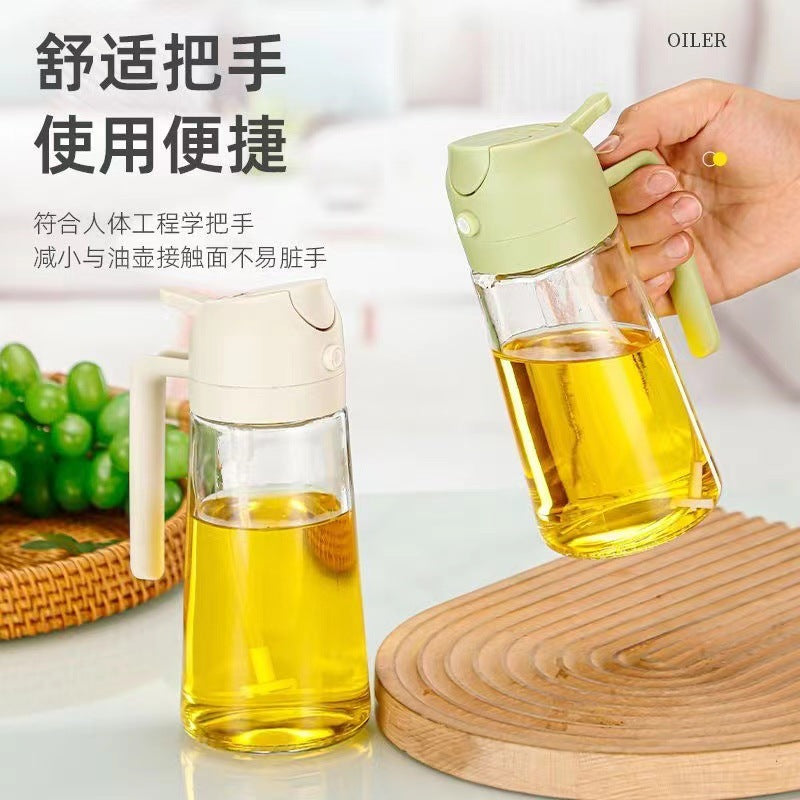 Glass Oil Pot Household Kitchen Special Edible Oil Spraying Pot Glass Two-in-One Spray Oil Bottle Automatic Opening And Cclosing