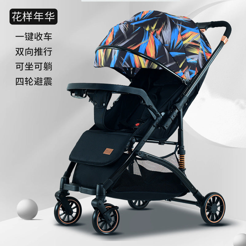 New Baby Stroller High View Baby Stroller Can Sit And Lie Two-way Lightweight Folding Shock-absorbing