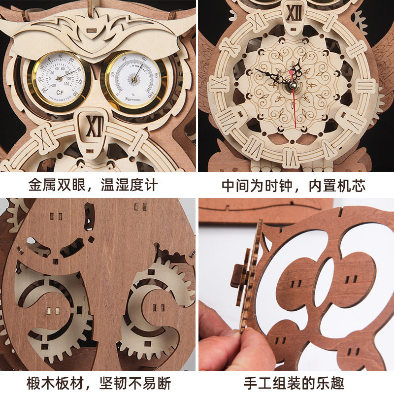 Wholesale Creative Wooden Toy Owl Ornaments Boys Diy Hand Assembled Model Wooden 3d Three-dimensional Puzzle