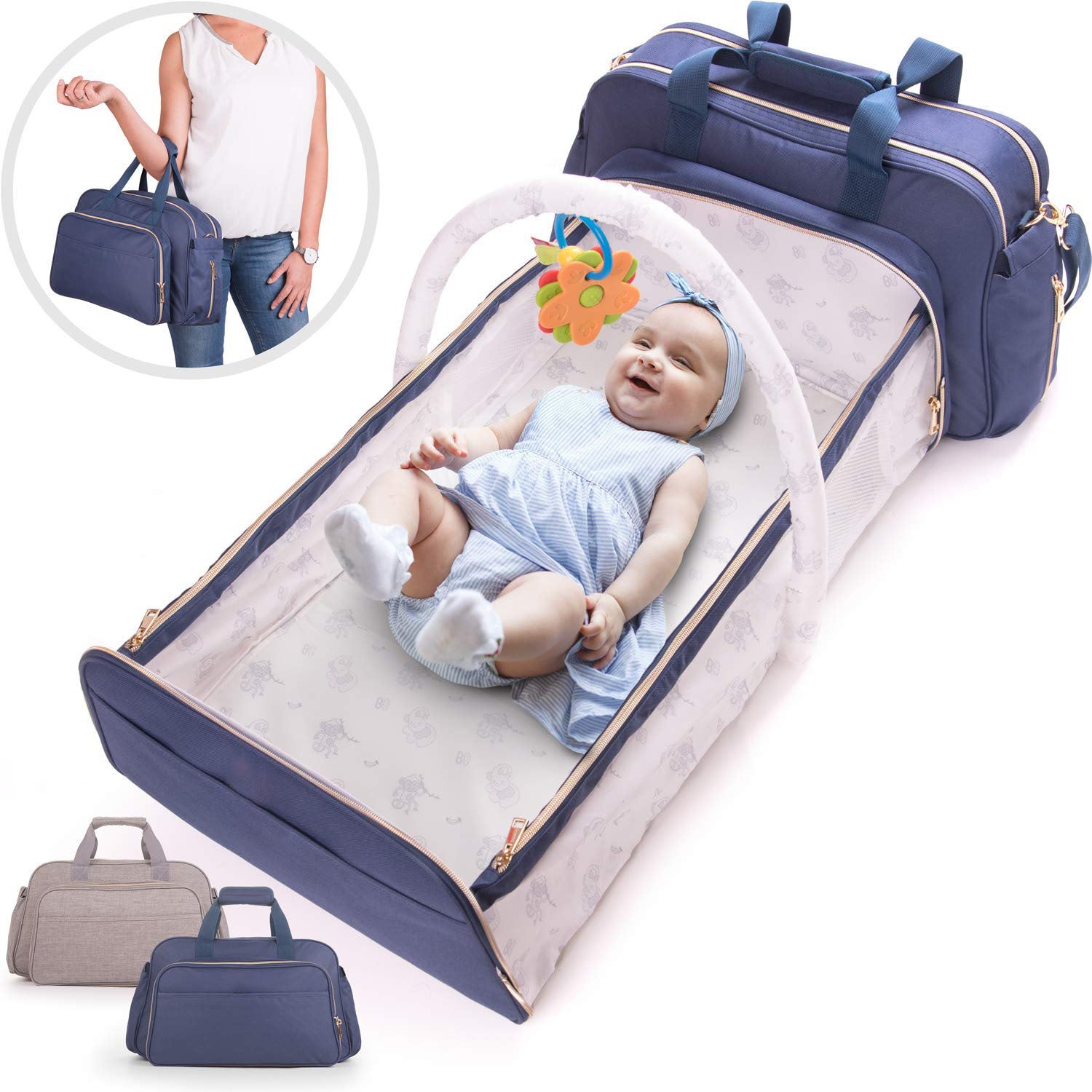 Diaper Bag Backpack Foldable Baby Bed Waterproof