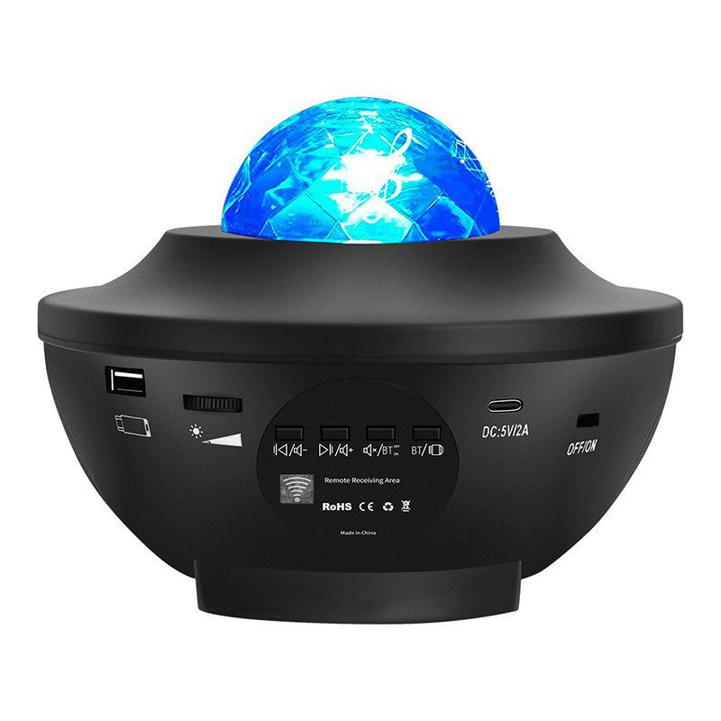 New Starry Laser Starry Sky Projection Lamp Headlamp Bluetooth Music USB Flame Bowl-shaped Water Pattern Lamp Night Lamp