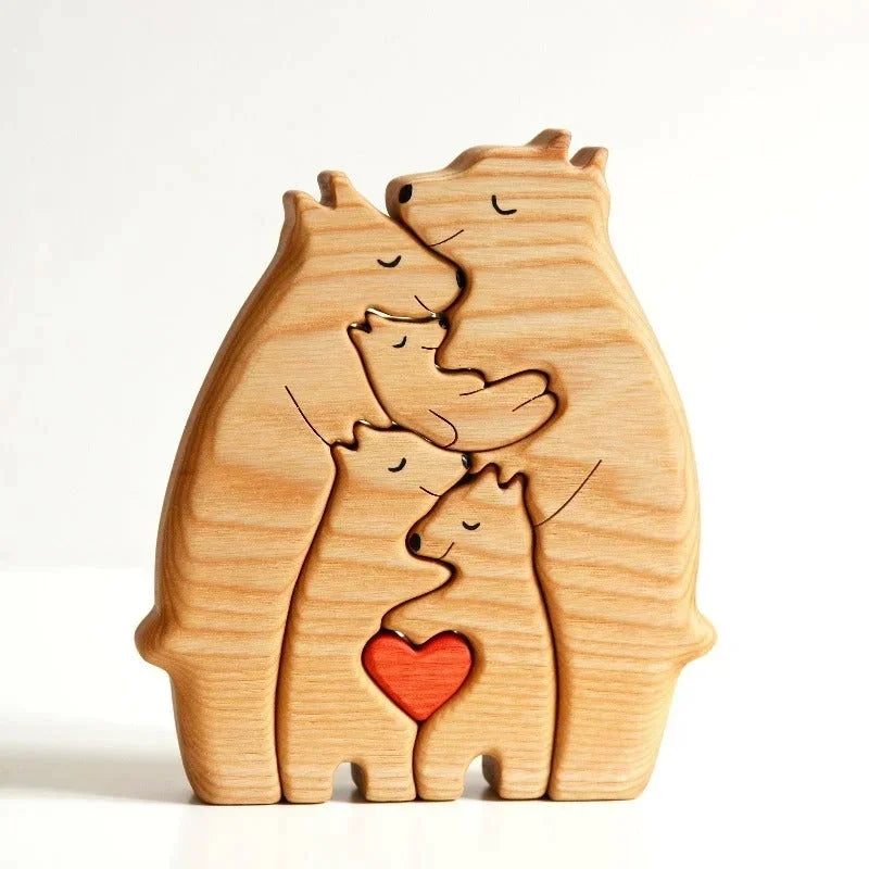 Personalized Wooden Art Puzzle Bear Family Theme Wooden Desktop Decorations Customized Gift for Family Living Room Decoration