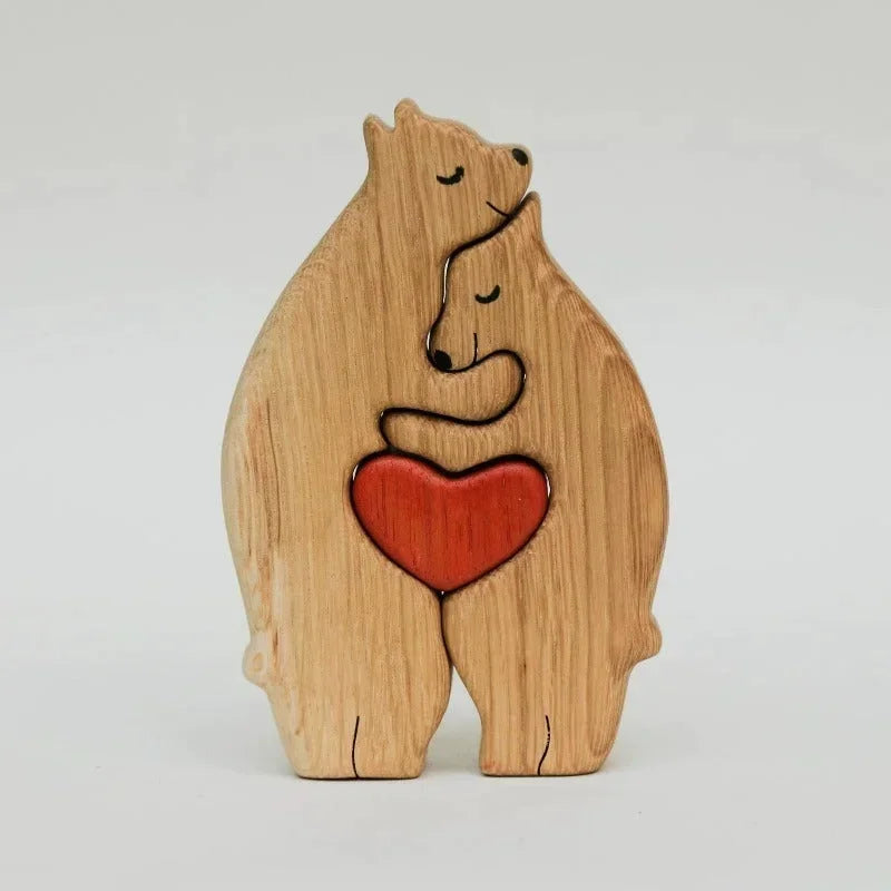 Personalized Wooden Art Puzzle Bear Family Theme Wooden Desktop Decorations Customized Gift for Family Living Room Decoration