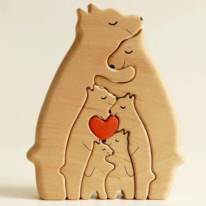 Personalized Wooden Art Puzzle Bear Family Theme Wooden Desktop Decorations Customized Gift for Family Living Room Decoration