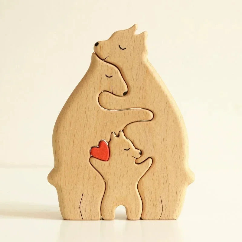 Personalized Wooden Art Puzzle Bear Family Theme Wooden Desktop Decorations Customized Gift for Family Living Room Decoration