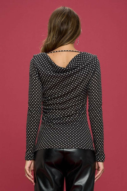 Polka Dot Cowl Neck Top