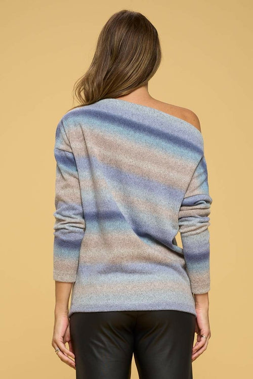 Brushed Ombre Knit Off the Shoulder Top