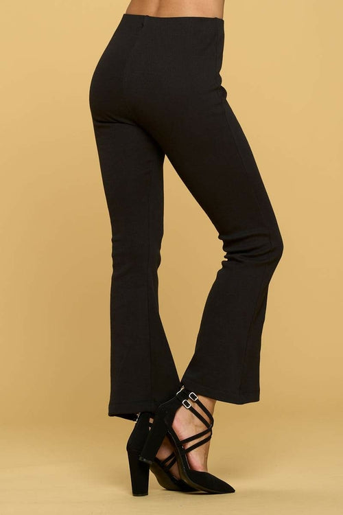 Brushed Rib Knit Flare Pants