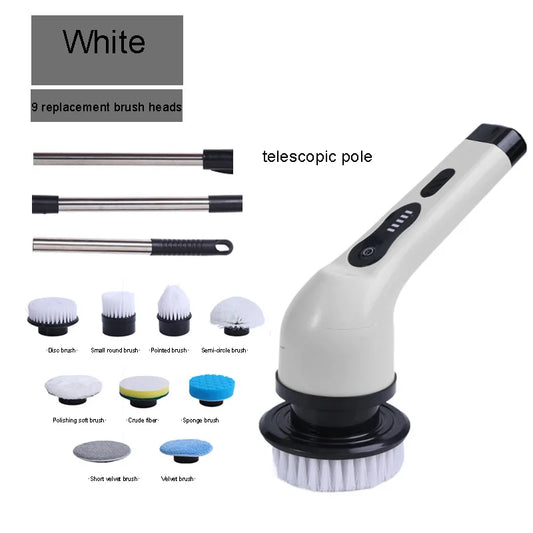 Multi-functional electric cleaning brush automatic rotating telescopic rod wireless hand-held scrubbing equipment cleaning tool