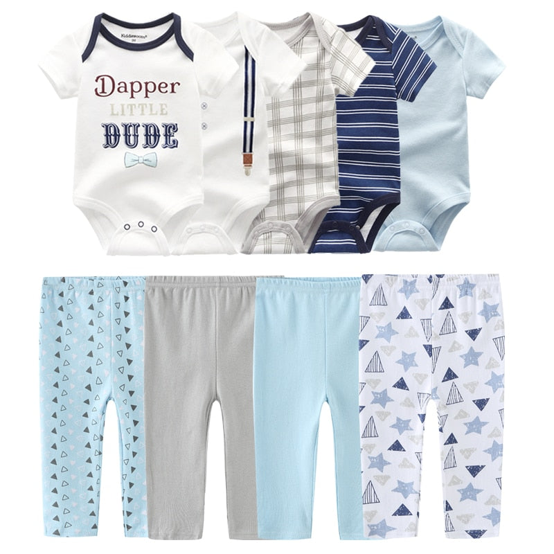 6/9/10 Pcs Baby Romper & Pants Set 3M-12M