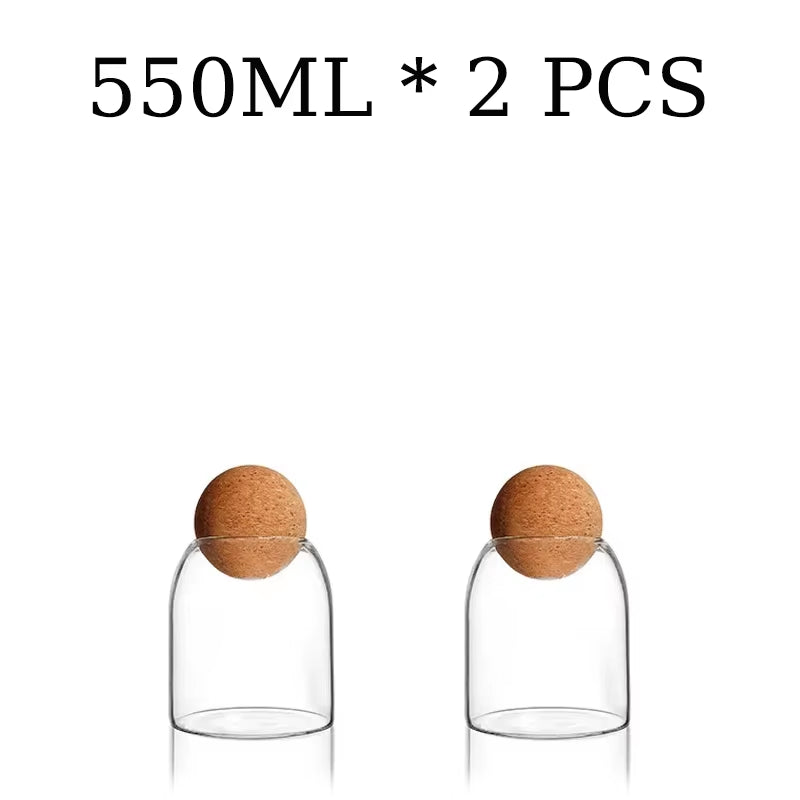 Cork Stopper High Borosilicate Transparent Glass Sealed Can Kitchen Food Grain Storage Can Tea Can Candy Storage Tank Tools