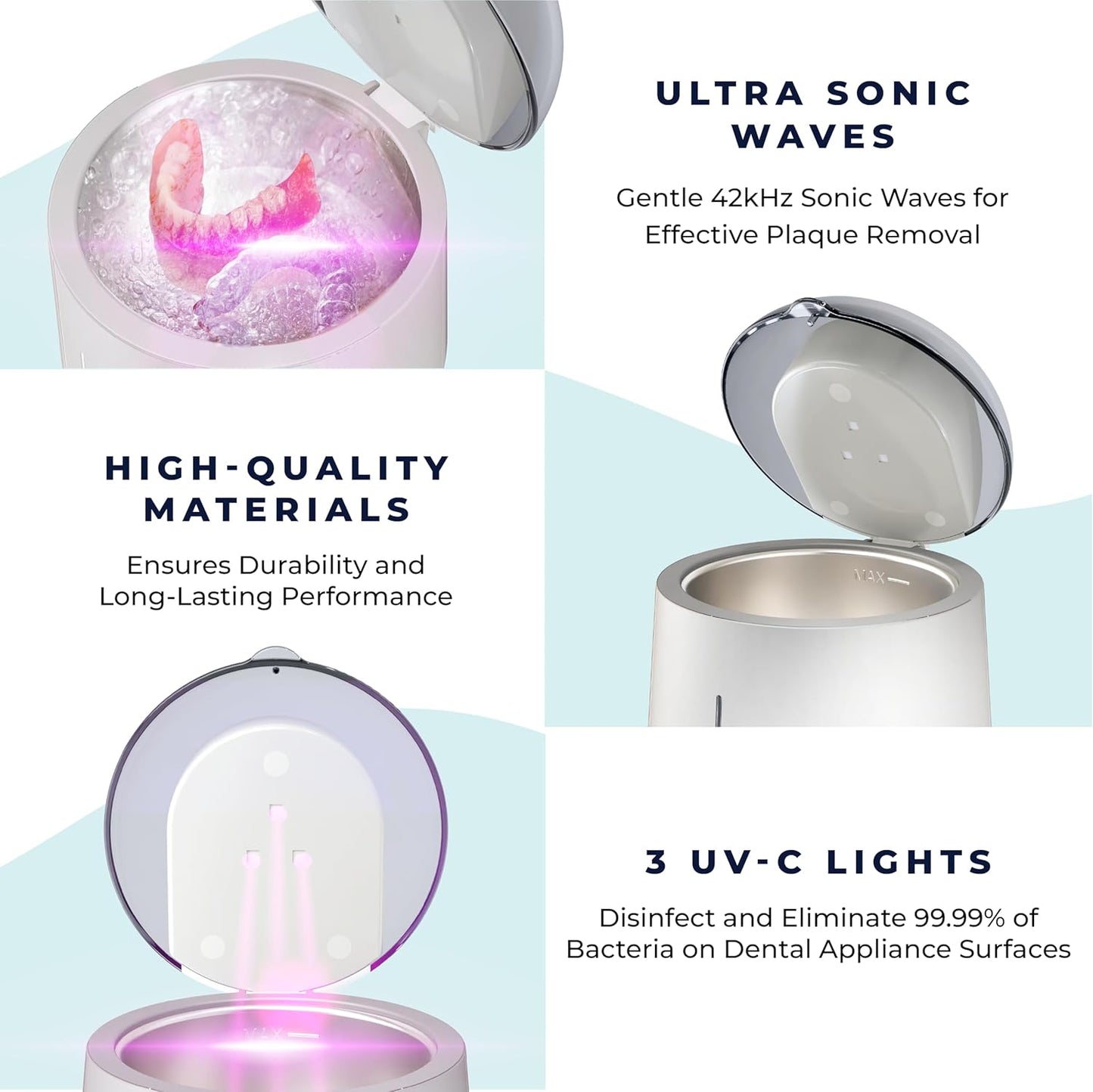 Ultrasonic Cleaner | Ultrasonic Retainer Cleaner with UV Light for Cleaning Dentures, Aligners, Mouth Guards, Whitening Trays. the Power of UVC Light Sanitizer by