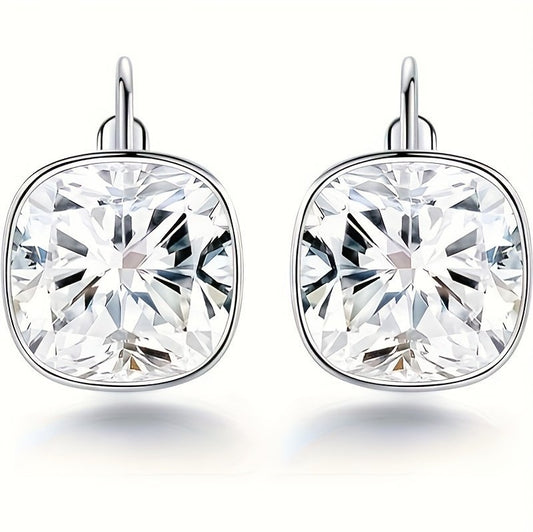 18K White Gold Crystal Plated Hypoallergenic Pendant Earrings For Women's Jewelry