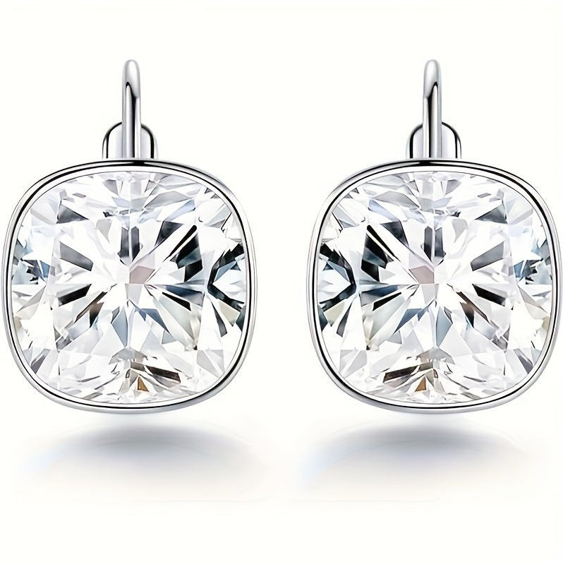 18K White Gold Crystal Plated Hypoallergenic Pendant Earrings For Women's Jewelry