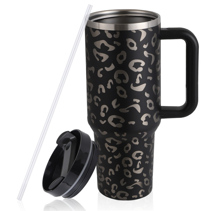 40oz Straw Coffee Mug With Handle Portable Car Stainless Steel Water Bottle Large Capacity Travel Bisphenol FREE