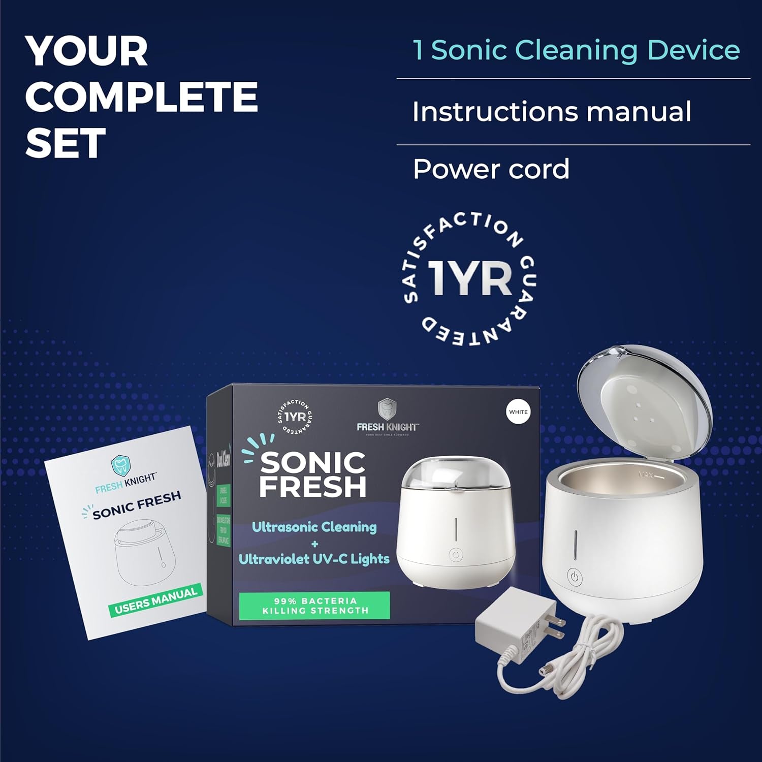 Ultrasonic Cleaner | Ultrasonic Retainer Cleaner with UV Light for Cleaning Dentures, Aligners, Mouth Guards, Whitening Trays. the Power of UVC Light Sanitizer by