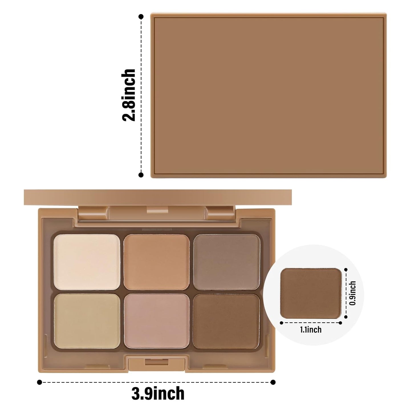 6 Colors Nude Eyeshadow Palette, Matte Shimmer Eyeshadow Makeup Palette for Neutral Smokey Bronze Eye Makeup