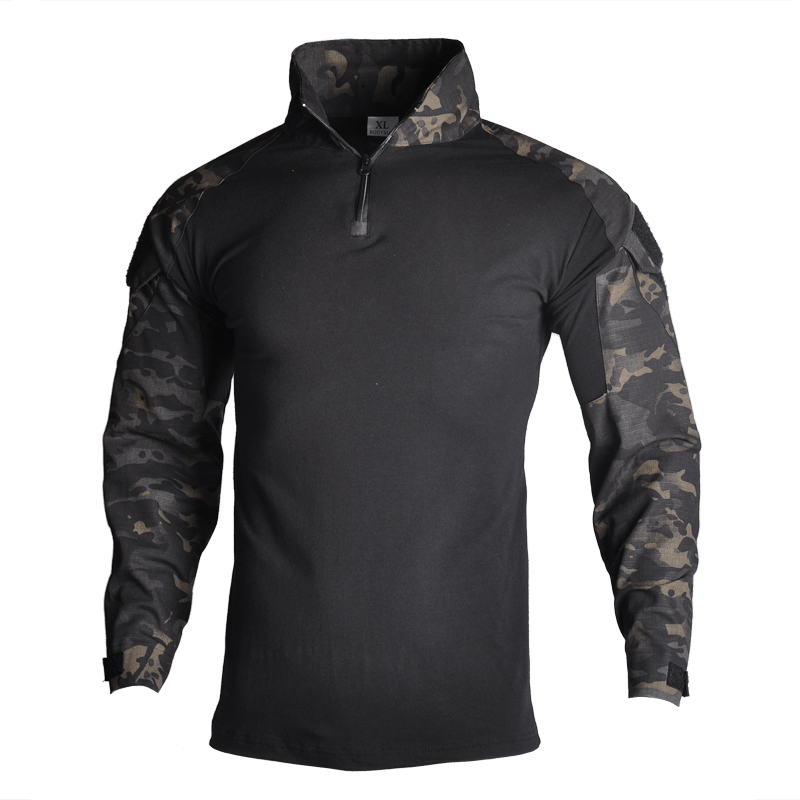 Chemise tactique de combat militaire / Airsoft "HAN WILD - G2 Frog Suit" - Noir camouflage / S | Planète Rando