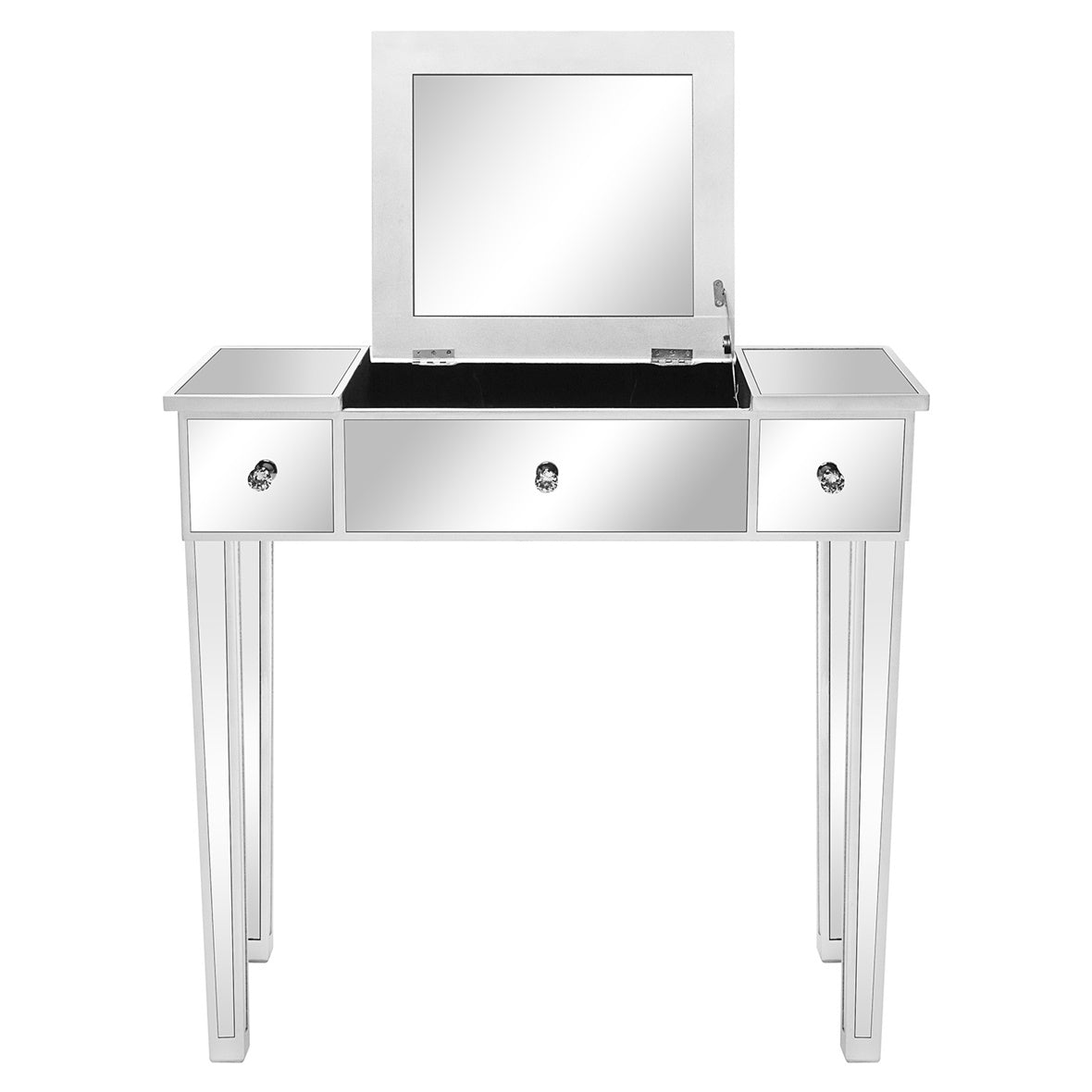 FCH Silver, Density Board With Mirror, Table Top Can Be Clamshelled 80x38x76cm, One Draw Computer Desk N002