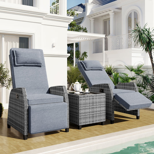 U Style Outdoor Rattan 2-Person Set W  Coffee Table For Courtyard