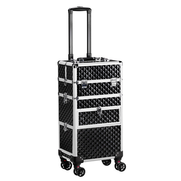 2-in-1 With Sliding Rail, Front Pull Flat, Left Pull Detachable Universal Wheel, Aluminum Makeup Case