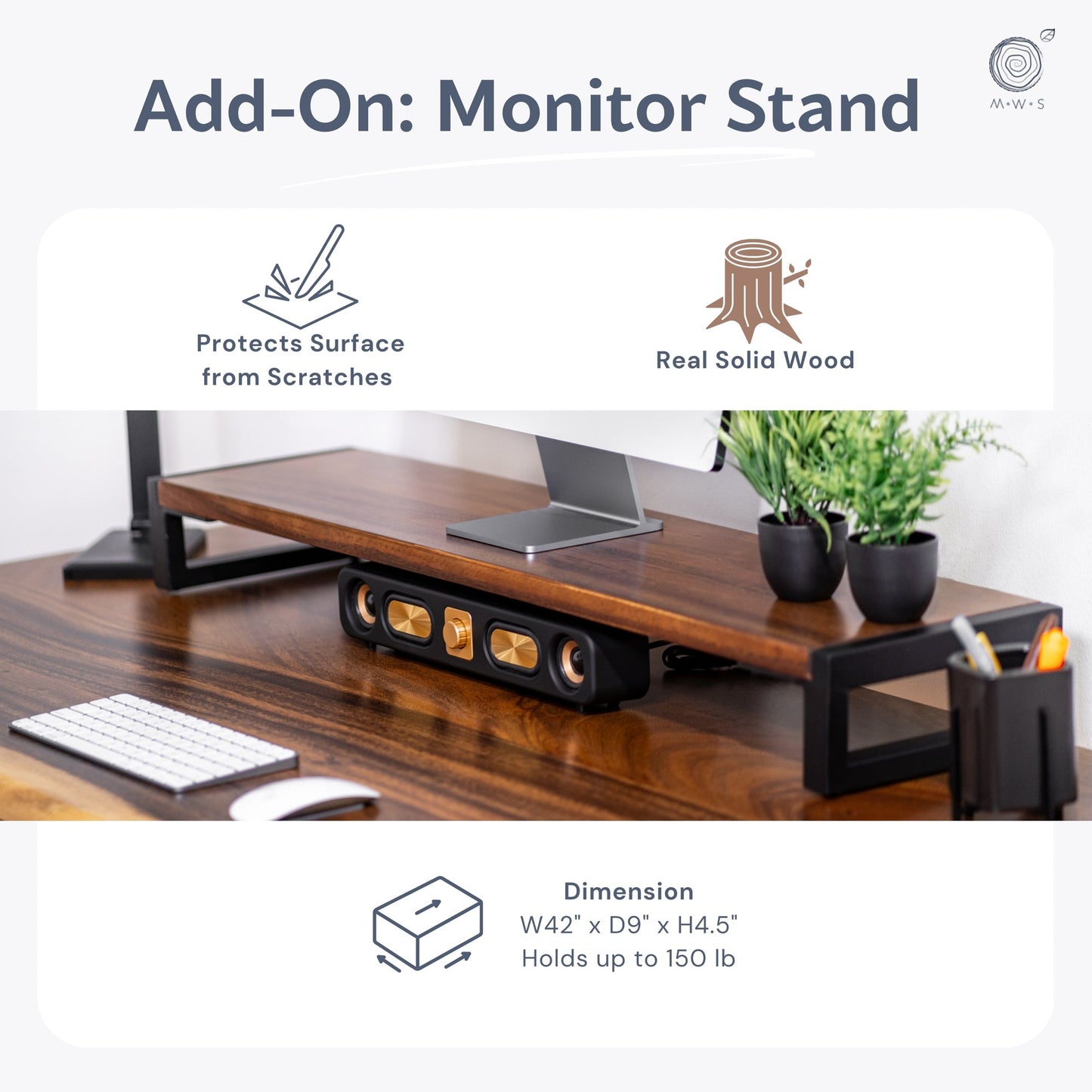 Standing Desk with Storage - Walnut Solid Wood Electric Standing Desk | Modern Wood Style