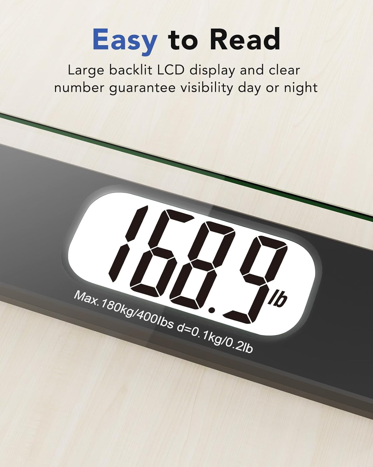 Scale for Body Weight Digital Bathroom Scale Accurate Weighing Machine for People, High Precision Bath Scale, Step On, Tempered Glass LCD Display Batteries and Tape Measure Included, 400Lbs