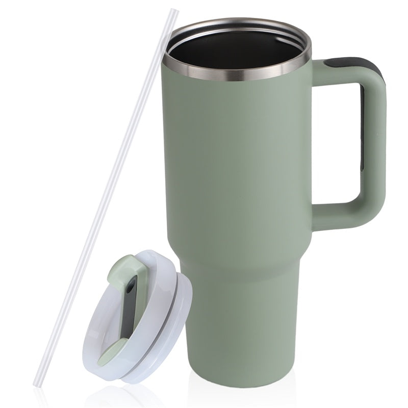 40oz Straw Coffee Mug With Handle Portable Car Stainless Steel Water Bottle Large Capacity Travel Bisphenol FREE