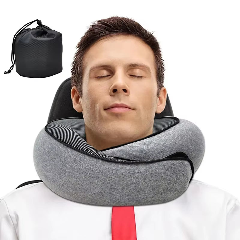 Memory Foam Neck Pillow Cervical Vertebra Travel Portable Noon Break Aircraft U Type of Pillow Sleep Camping Pillow Carry Bag