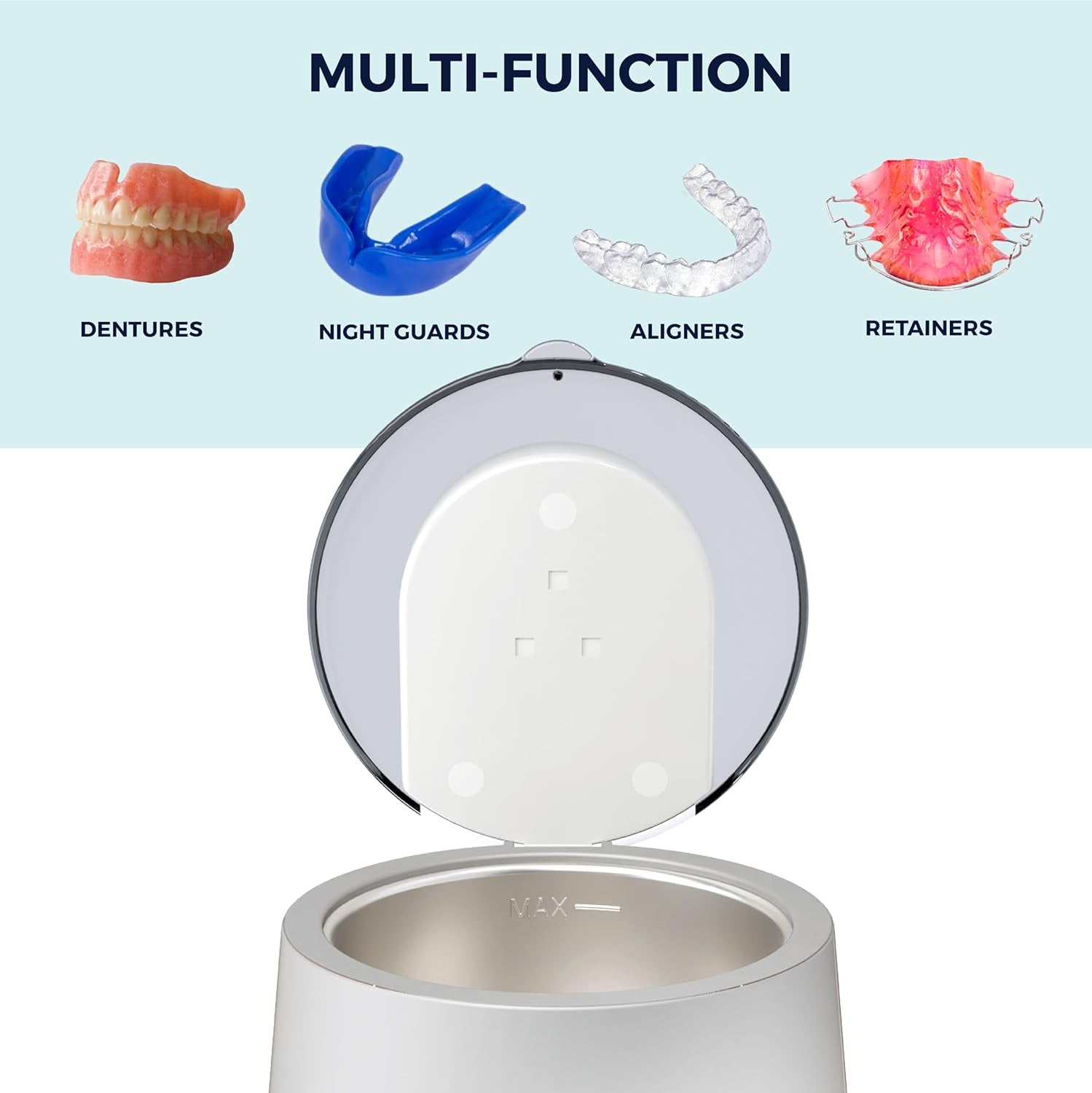 Ultrasonic Cleaner | Ultrasonic Retainer Cleaner with UV Light for Cleaning Dentures, Aligners, Mouth Guards, Whitening Trays. the Power of UVC Light Sanitizer by